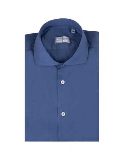 Fedeli Sean Shirt In Blue Panamino