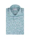 FEDELI SEAN SHIRT IN TURQUOISE PAISLEY PRINTED PANAMINO