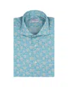 FEDELI SEAN SHIRT IN TURQUOISE/GREEN FLORAL PANAMINO