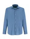 Fedeli Long-sleeve Stretch-cotton Shirt In Blue