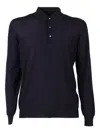 Fedeli Long-sleeve Polo Shirt In Blue