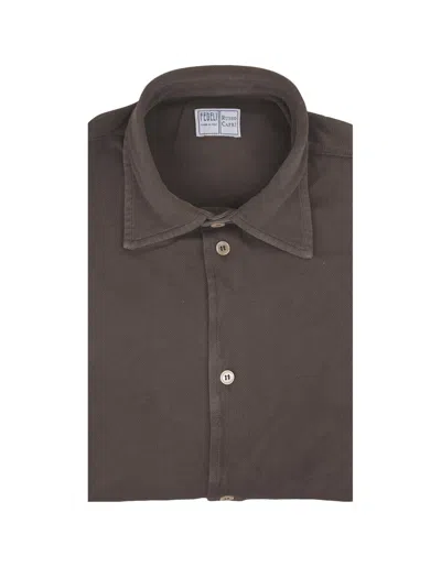 Fedeli Shirt In Brown Cotton Piqué