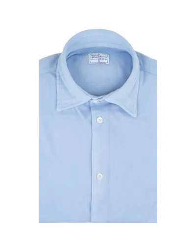 Fedeli Shirt In Light Blue Cotton Piqué