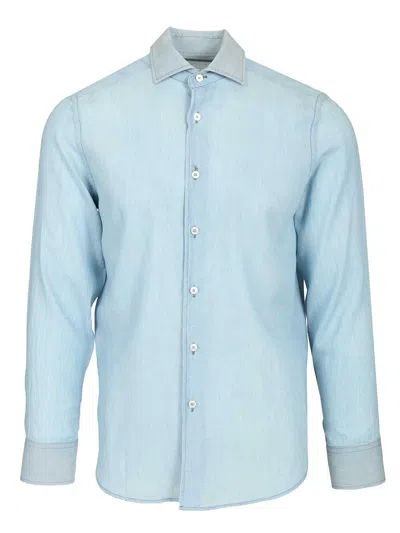 Fedeli Shirt Sean Ml. Denim Light 100 Cotone Shirts Light Blue