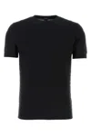 Fedeli Ribbed Hem Short Sleeves Textured Pattern In Black