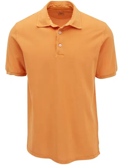 Fedeli Short-sleeve Cotton Polo Shirt In Orange