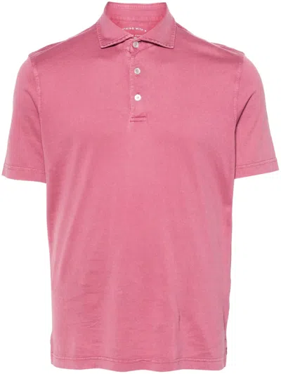 Fedeli Short-sleeve Cotton Polo Shirt In Pink