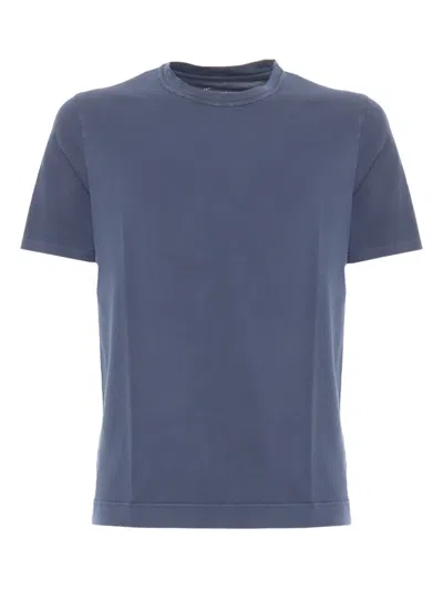 Fedeli Short-sleeve Cotton T-shirt In Blue
