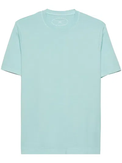 Fedeli Short-sleeve Cotton T-shirt In Blue