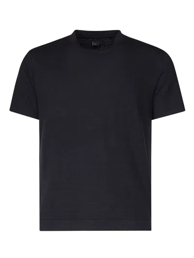 Fedeli Short Sleeve Linen T-shirt In Black