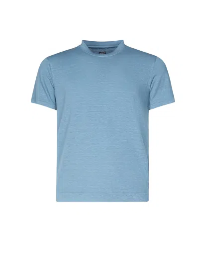 Fedeli Short Sleeve Linen T-shirt In Blue