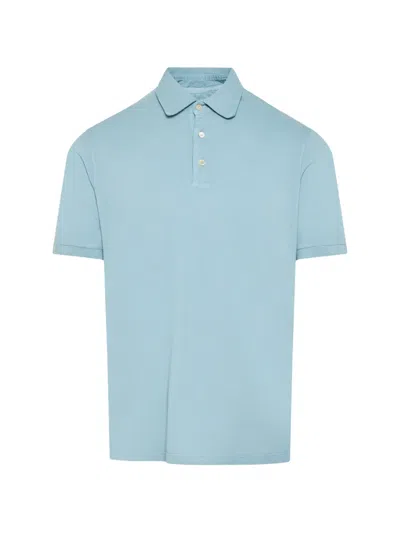 Fedeli Short-sleeve Polo Shirt In Blue