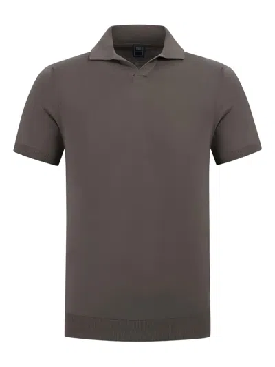Fedeli Short-sleeve Polo Shirt In Brown