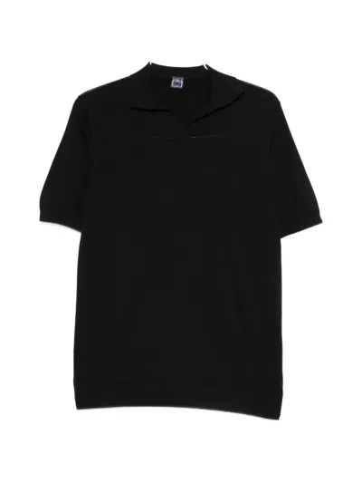 Fedeli Short-sleeve Polo Shirt In Black