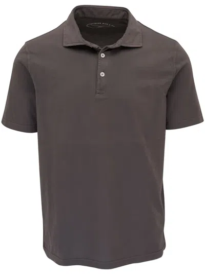 Fedeli Short-sleeved Cotton Polo Shirt In Grey