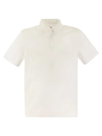 Fedeli Short-sleeved Cotton Polo Shirt In White