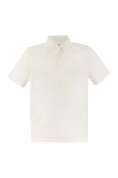 Fedeli Short-sleeved Cotton Polo Shirt In White