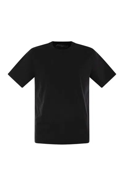 Fedeli Short-sleeved Cotton T-shirt In Black