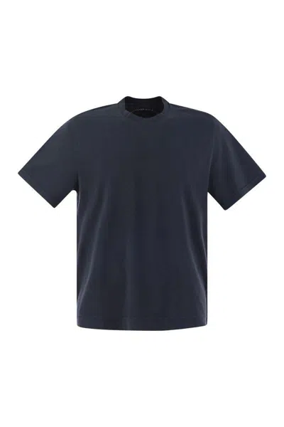 Fedeli Short-sleeved Cotton T-shirt In Blue