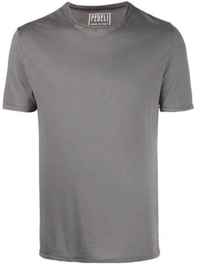 Fedeli Short-sleeved Cotton T-shirt In Grau