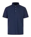 Fedeli Piquet Polo With Collar And Short Sleeves In Blue