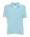 Fedeli Classic Short-sleeved Knitted Polo In Blue