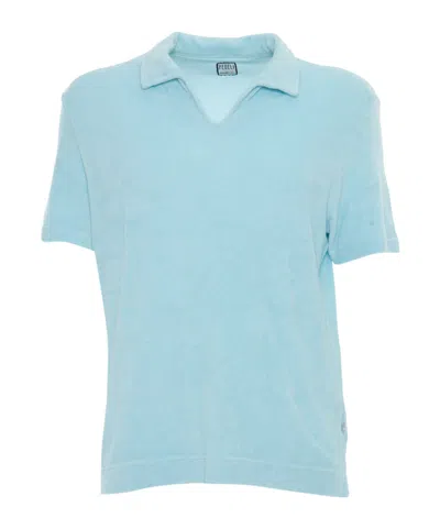 Fedeli Short-sleeved Polo Sweater In Blue