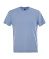 Fedeli Stretch Linen Short-sleeved T-shirt In Blue