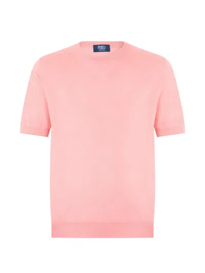 Fedeli Short-sleeve Crew-neck T-shirt In Pink