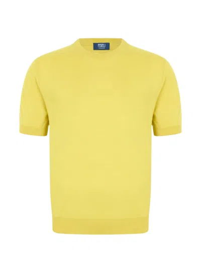 Fedeli Short-sleeve Crew-neck T-shirt In Yellow