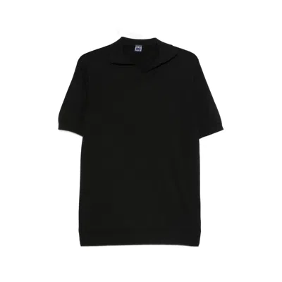 Fedeli Short-sleeve Polo Shirt In Black