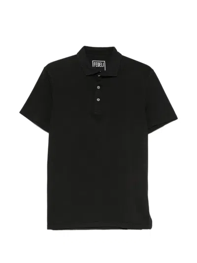 Fedeli Short-sleeve Polo Shirt In Black