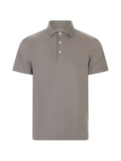 Fedeli Short-sleeve Polo Shirt In Gray