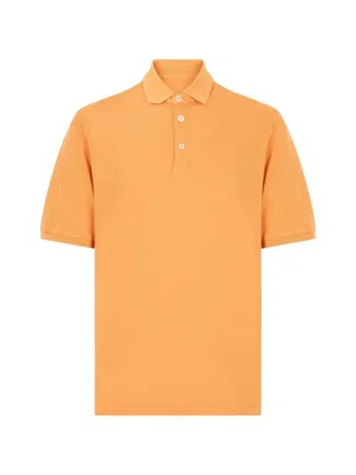 Fedeli Short-sleeve Polo Shirt In Orange