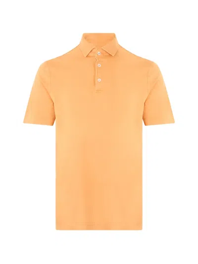 Fedeli Short-sleeve Polo Shirt In Orange