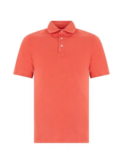 Fedeli Short-sleeve Polo Shirt In Orange