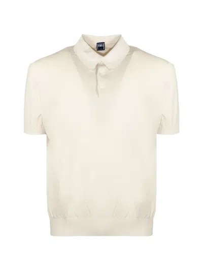 Fedeli Giza Cotton Short-sleeved Polo Shirt In Neutral