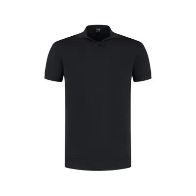 Fedeli Short-sleeve Polo-collar T-shirt In Black