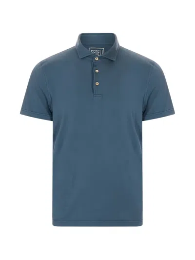 Fedeli Short-sleeved Polo Shirt In Blue