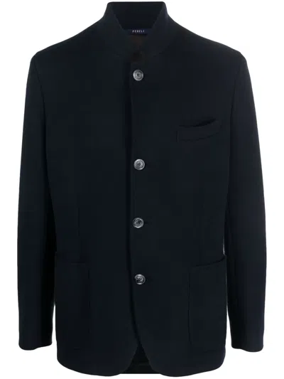 Fedeli Single-breasted Cashmere Blazer In Blue