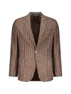 Fedeli Single-breasted Houndstooth Blazer In Brown