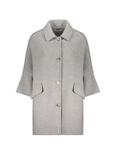 Fedeli Single-breasted Wide-sleeve Coat In Gray