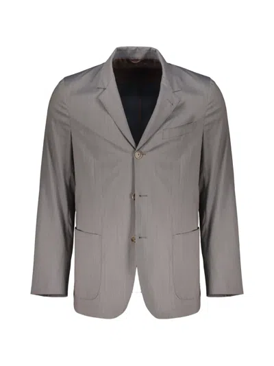 Fedeli Single-breasted Wool-blend Blazer In Gray