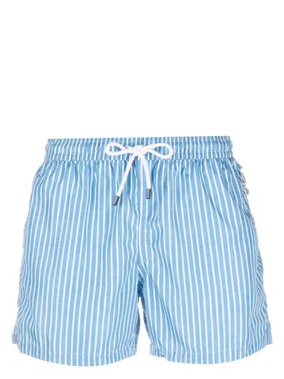 Fedeli Madeira Striped-print Swim Shorts In Blue