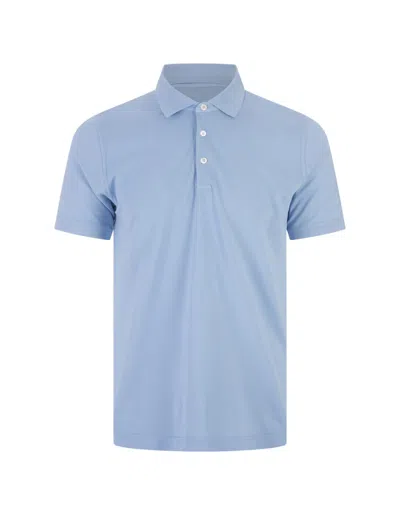 Fedeli Sky Blue Light Cotton Piquet Polo Shirt