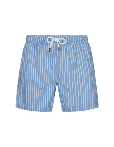 Fedeli Sky Blue Striped Swim Shorts