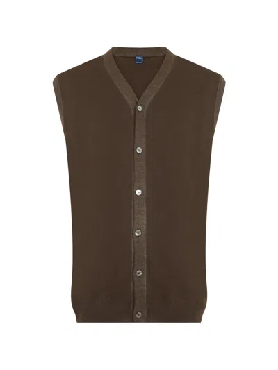 Fedeli Sleeveless V-neck Vest In Brown