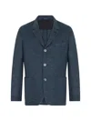 Fedeli Slim-fit Linen Jacket In Blue