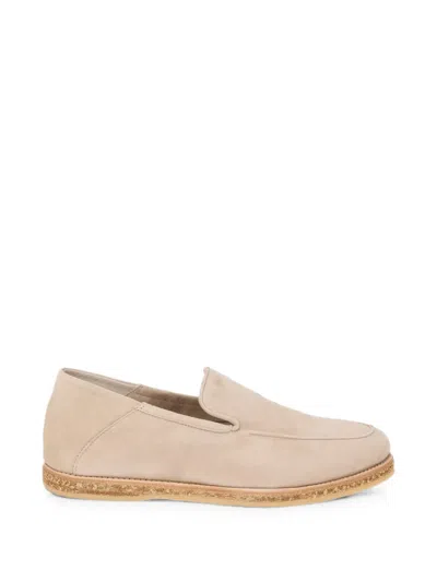 Fedeli Slip-on Leather Moccasins In Neutral