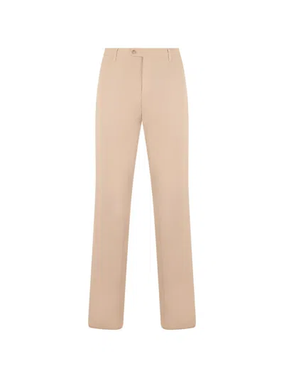 Fedeli Straight-cut Belt-loops Trousers In Brown